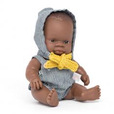 Babypuppe Afrikanischer Junge Angezogen 21cm