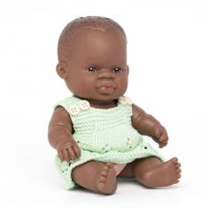 Dressed African Baby Girl Doll 21cm