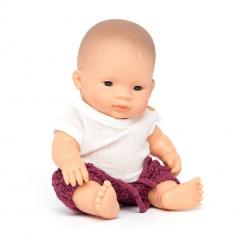 Asiatisches Mädchen Babypuppe, angezogen 21cm