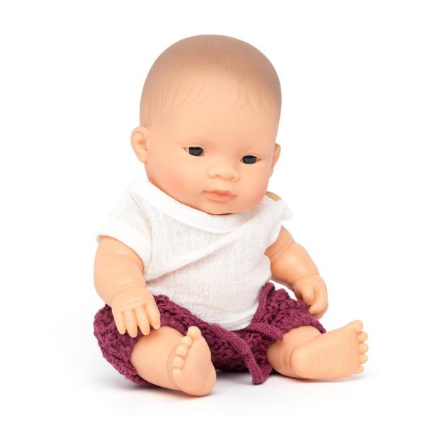 Asiatisches Mädchen Babypuppe, angezogen 21cm - Miniland-8231345