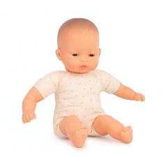 Asiatische Babypuppe mit Stoffkörper 32cm