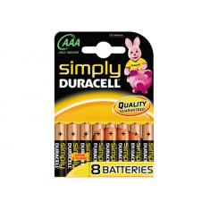 Pack de 8 piles Duracell Simply MN2400/LR03 Micro AAA