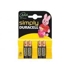 Pack de 4 piles Duracell Simply MN2400/LR03 Micro AAA