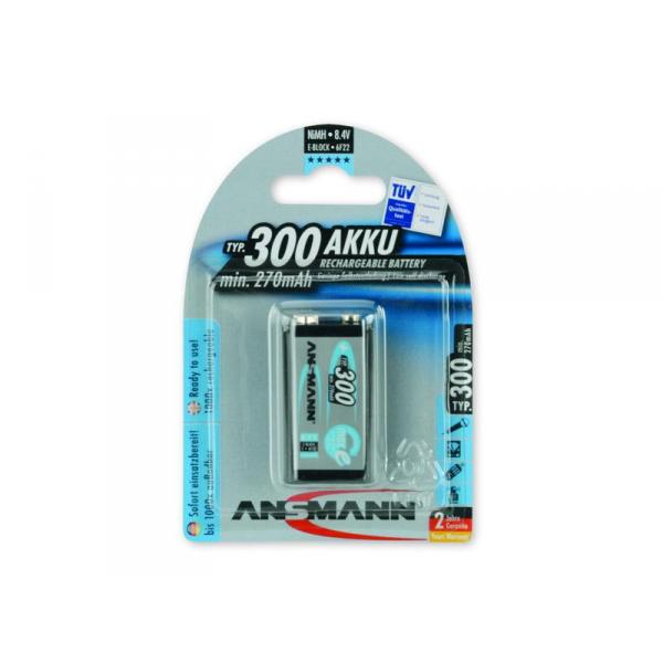 Pile rechargeable Ansmann 9V E-Block 300mAh maxE+ (1Pce) - MKT-10130