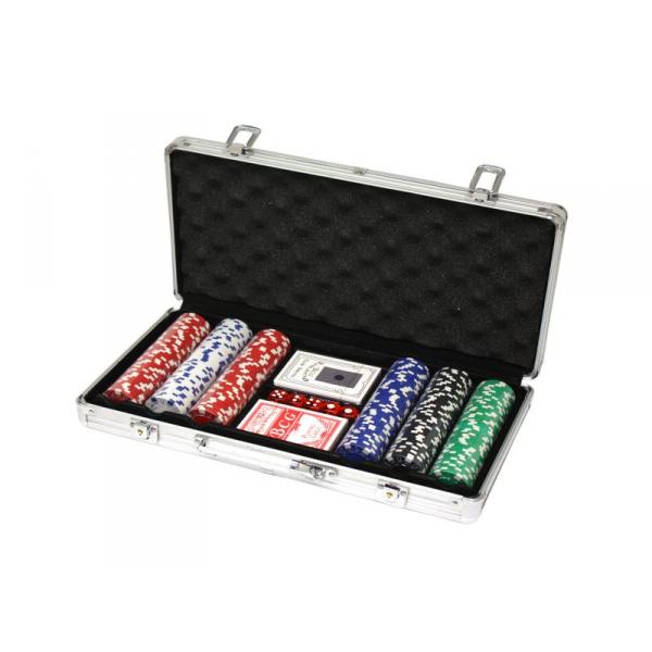 Jeu de poker Deluxe à 300 jetons marqués avec malette en alu - MKT-5768