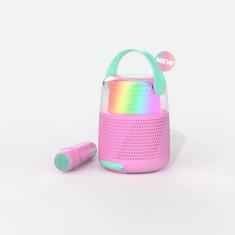 Enceinte Bluetooth lumineuse avec micro Karaoké rose