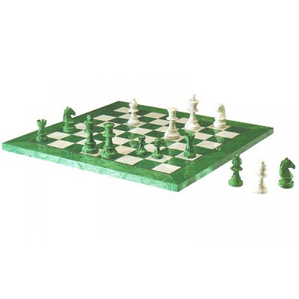 Echiquier verni et échecs - Vert beige - morize-ch1253-3v