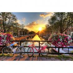 Puzzle 1000 pièces : Coucher de soleil à Amsterdam