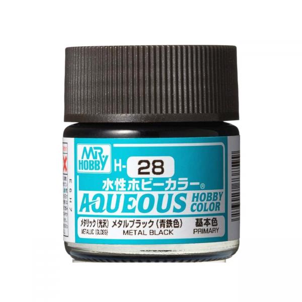 Mr Hobby -Gunze Aqueous Hobby Colors (10 ml) Metal Black  - H-028