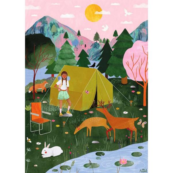 Puzzle 1000 pièces : Carte blanche : Let's go camping, Laura Lhuillier - Nathan-12000896