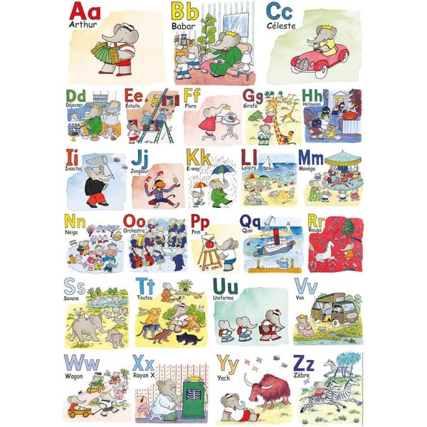 Puzzle 1000 pieces: Babar's ABC - Nathan-Ravensburger-87364