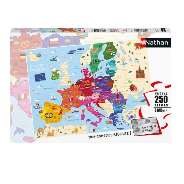 250 piece puzzle: Map of Europe - Nathan-Ravensburger-86879