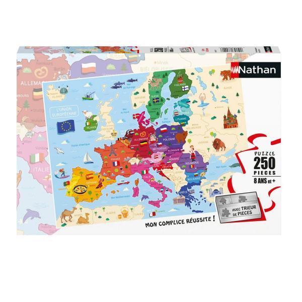 Puzzle 250 pièces  : Carte d'Europe - Nathan-Ravensburger-86879