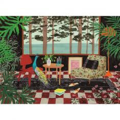 Puzzle 500 teile -Interieur mit dem Pfau, Yukiko Noritake (Carte blanche Collection)