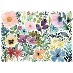 1000 piece puzzle: Cartes Blanche Collection - The Herbarium of Pretty Watercolor Flowers