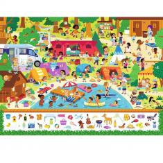 Puzzle 100 pièces : cherche et trouve : au camping