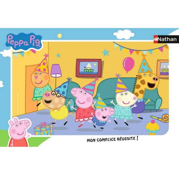 Puzzle cadre 15 pièces : l'anniversaire de Peppa Pig - Nathan-Ravensburger-12001093