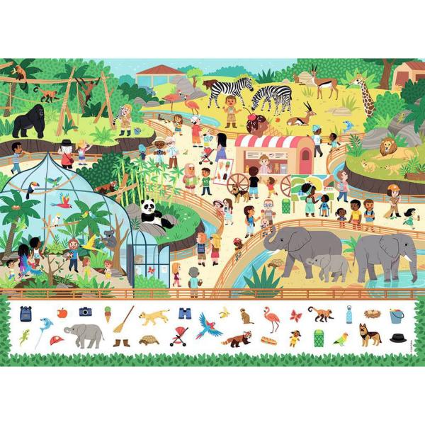 Puzzle de 45 piezas: Busca y encuentra: En el zoológico  - Nathan-Ravensburger-86152