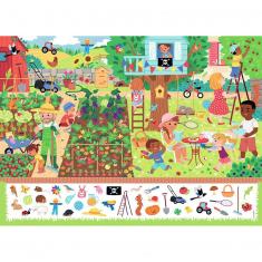 Puzzle 60 pièces : Cherche et trouve : Au jardin 