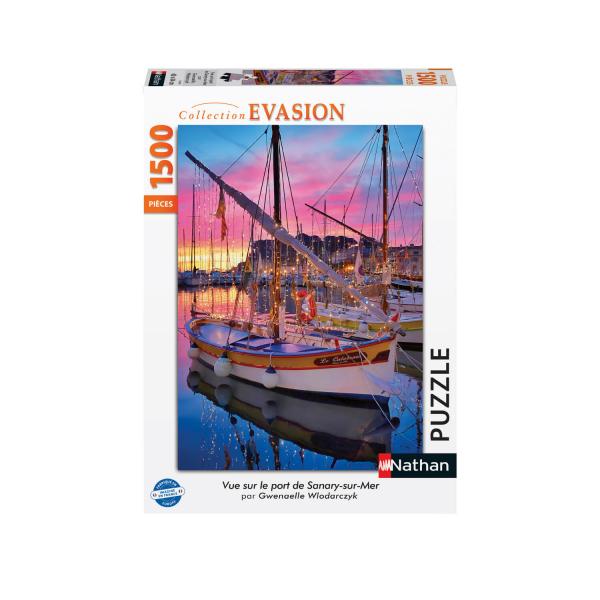 Puzzle 1500 piezas: Vista Sobre El Puerto De Sanary-Sur-Mer - Nathan-Ravensburger-87294