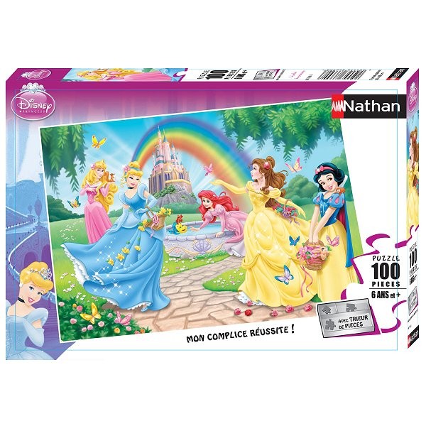 Puzzle 100 piezas XXL - Princesas Disney: El jardín de las princesas - Nathan-Ravensburger-86708