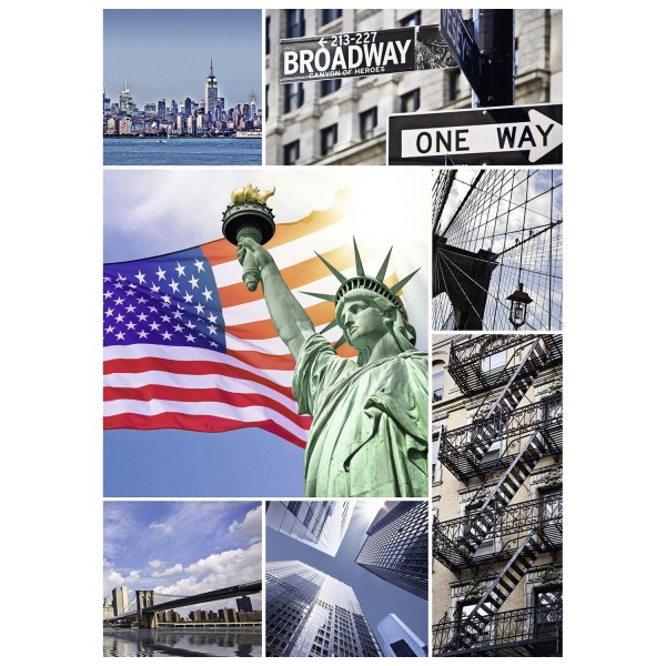 Puzzle 1000 pièces : New York Collage - Nathan-Ravensburger-87771