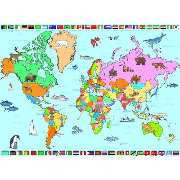 Puzzle 250 pièces - Carte du Monde - Nathan-Ravensburger-86935