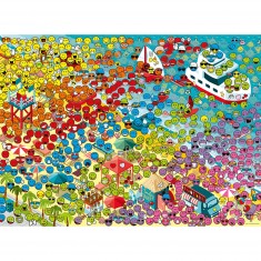 Puzzle 500 pièces : Le monde des Smileys à la plage