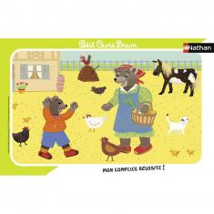 Frame Puzzle 15 pieces: Little Brown Bear on the farm