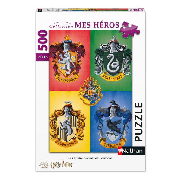 500 pieces puzzle: Harry Potter: The four coats of arms of Hogwarts  - Nathan-Ravensburger-87116