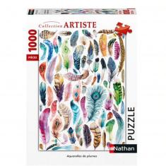 Puzzle 1000 pièces : Artiste - Aquarelles de plumes