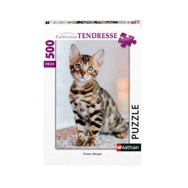 500 piece puzzle: Tenderness - Bengal kitten - Nathan-Ravensburger-87123