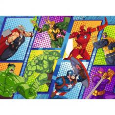 Puzzle 60 pièces : Les Avengers contre les mechants - Marvel Avengers