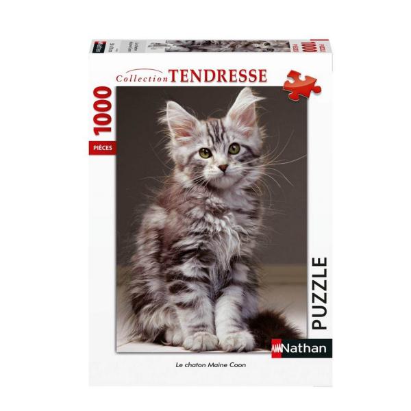 Puzzle 1000 pièces : Tendresse - Le chaton Maine Coon - Nathan-Ravensburger-87643