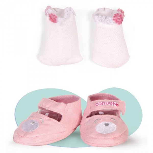 Vêtement pour Bébé Nenuco 42 cm : Chaussures roses avec chaussettes à fleurs - Nenuco-700004498-5