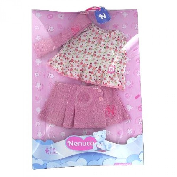 Vêtement pour Bébé Nenuco 42 cm : Ensemble jupe et chemisier à fleurs roses - Nenuco-700008259-7