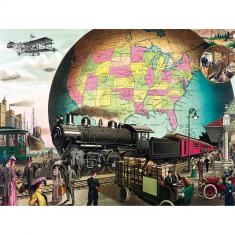 1500 piece puzzle : Trains Across America