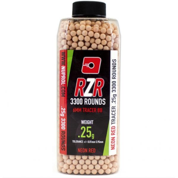 Billes RZR 0.25g bouteilles 3300bb TRACER rouges - Nuprol - BB9134