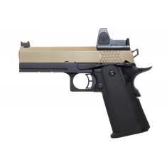 Replique GBB Raven Gaz Hi-Capa 4.3 Noir - Tan 0,9J + Point Rouge BDS