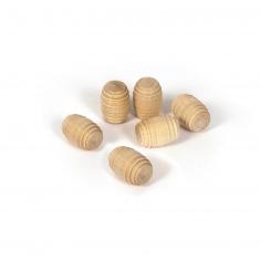 Accessories for wooden ship model: Turned wooden barrels