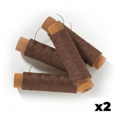 Brown cotton thread ø 0.50 mm per 25 m x2 - Accessory for wooden ship model