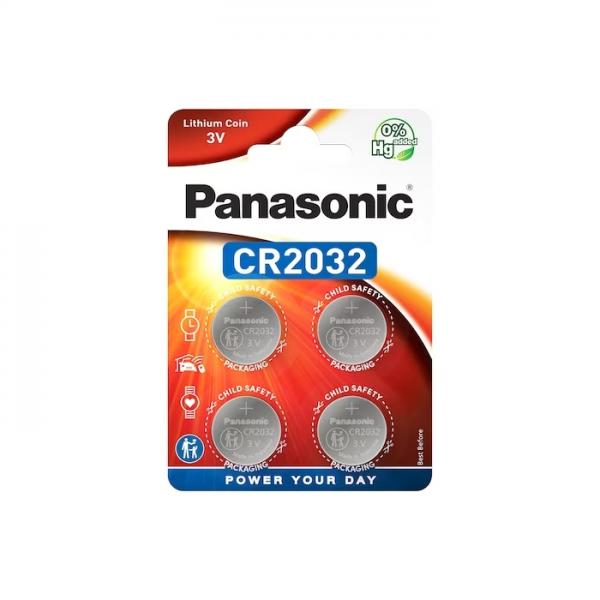 Panasonic Batterie Lithium CR2032 3V Blister (4-Pack) CR-2032EL/4B - CR-2032EL/4B