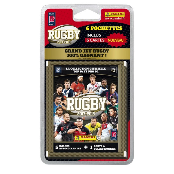 Cartes à collectionner Rugby 2017-2018 : 6 pochettes (5 stickers et 1 carte) - Panini-2330-038