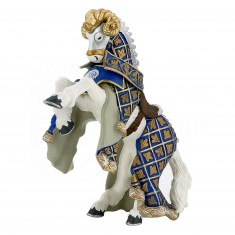 Figura de caballo del maestro de armas con cresta de carnero azul