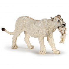 Figura de leona blanca con cachorro de león