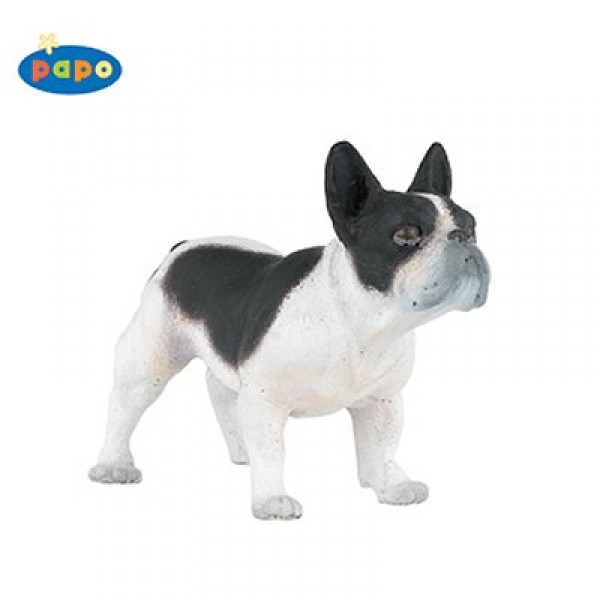 Figura de perro: Bulldog francés blanco y negro - Papo-54006