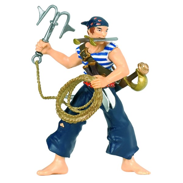 Figura de pirata azul con gancho de agarre. - Papo-39442