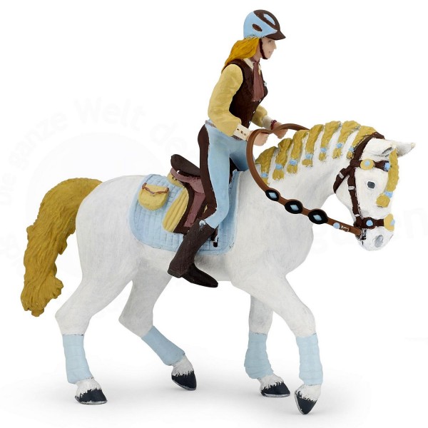 Figurine cheval de la cavalière adulte fashion bleue - Papo-51545