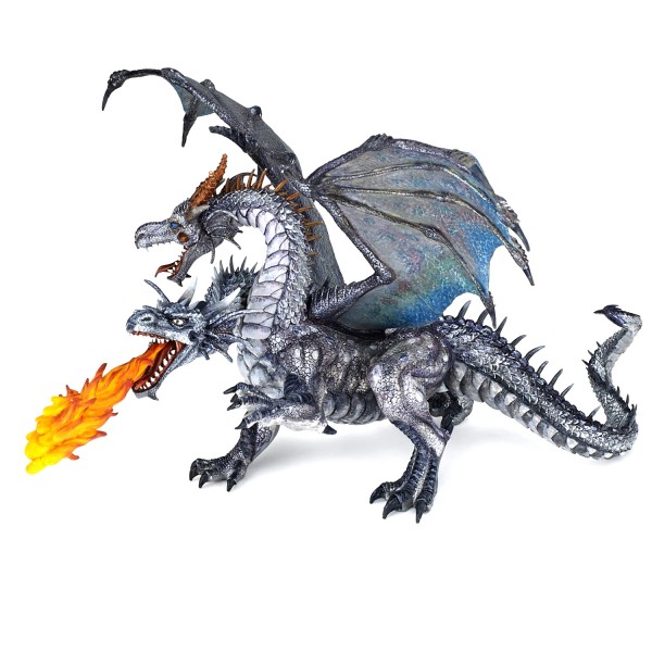 Figurine dragon à deux têtes argenté - Papo-38998