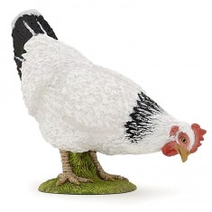 Figurine poule picorant blanche